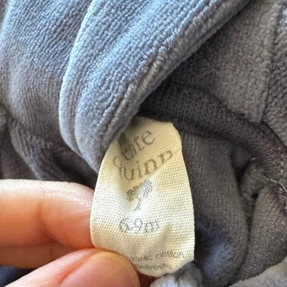 Kate Quinn Velour Bunny Zippered Footie, 6-9m - Picture 3 of 3